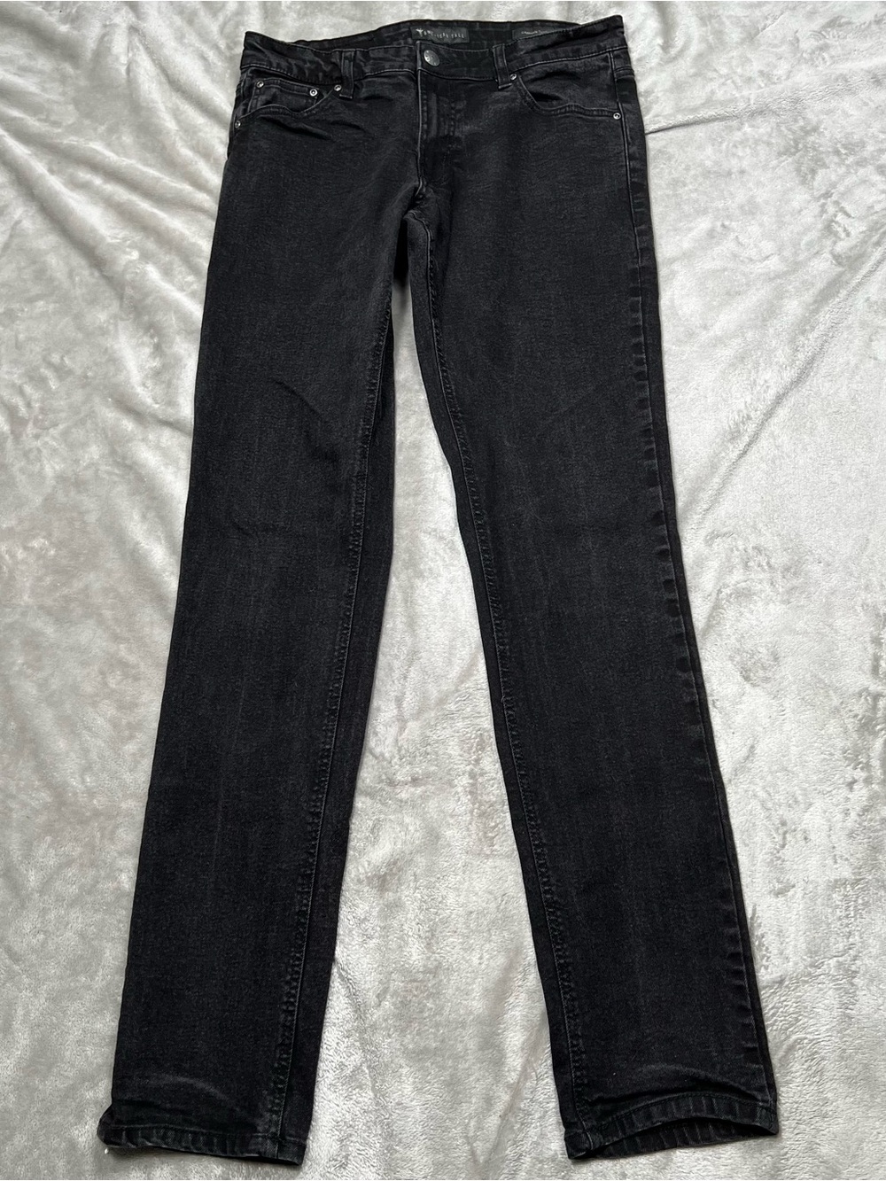 American Tall Carman Tapered Jeans Mens 32x36 Black Grunge Denim Cotton